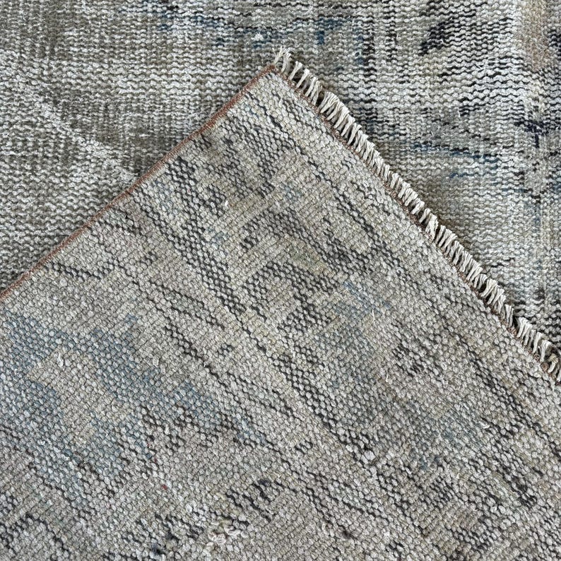 Turkish Patchwork Rugs Turkish Oushak Rug 4.1x8.4 Ft (126x256 Cm), Gray Patchwork Vintage Rug ...