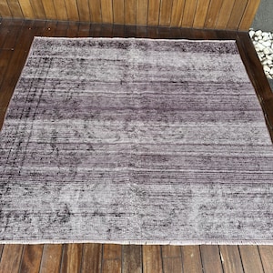 Turkish Rug, 6x5 Area Rugs, Vintage Rug, Overdyed Oushak Rug, Rugs For Salon, 5.3x5 ft Purple Rug, Neutral Scandinavian Style Rug, Wool Rug,