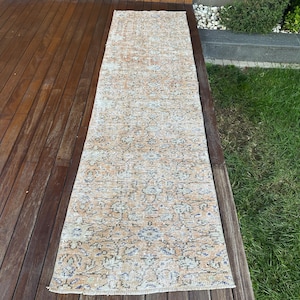 3 x 10 tapis de passage, tapis turc, tapis vintage, tapis d'Anatolie, tapis pour la cuisine, tapis brun de 2,6 x 9,3 pi, tapis Beni Ourain vintage, tapis de couloir en laine