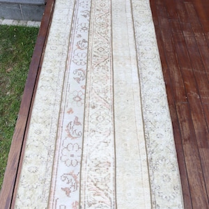 Patchwork Rug, Turkish Rug, 3x8 Runner Rugs, Vintage Rug, Antique Rug, Rugs For Corridor, 2.8x8 ft Beige Rug, Ivory Flatweave Rug, Stair Rug