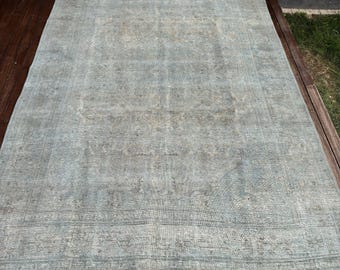 Vintage Rug, Turkish Rug, 8x12 Oversize Rug, Antique Rugs, Rugs For Bedroom, 7.2x11.1 ft Green Rug, Luxury Vintage Wool Area Rug, ,