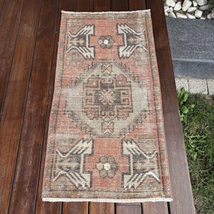 2x3 Small Rug, Turkish Rug, Vintage Rug, Antique Rugs, Rugs For Bathroom, 1.5x2.9 ft Orange Rug, Luxury Vintage Wool Rug, Vintage Decor,