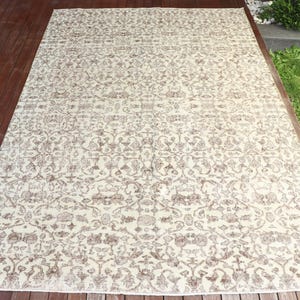 Vintage Rug, 7x10 Large Rugs, Turkish Rug, Faded Oushak Rug, Rugs For Living Room, 6.6x10 ft Beige Rug, Antique Wool Rug, Tribal Turkish Rug