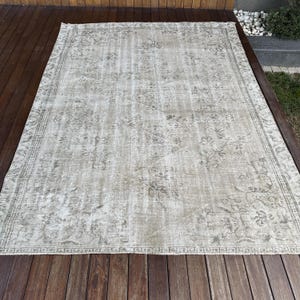 Vintage Rug, Turkish Rug, 6x8 Large Rugs, Muted Oushak Rug, Rugs For Bedroom, 5.8x8 ft Brown Rug, Turkish Rug With Geometric Patterns