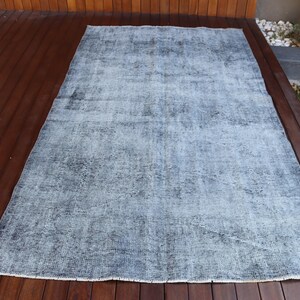 Vintage 4.9x8.3 ft Rug, Large Turkish Rug, Gray White Patchwork Rug