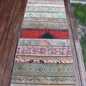 Turkish Rug, Patchwork Rug, 3x9 Runner Rug, Vintage Rug, Antique Rugs, Rugs For Hallway, 2.8x9.4 ft Green Rug, Colorful Anatolian Rug,