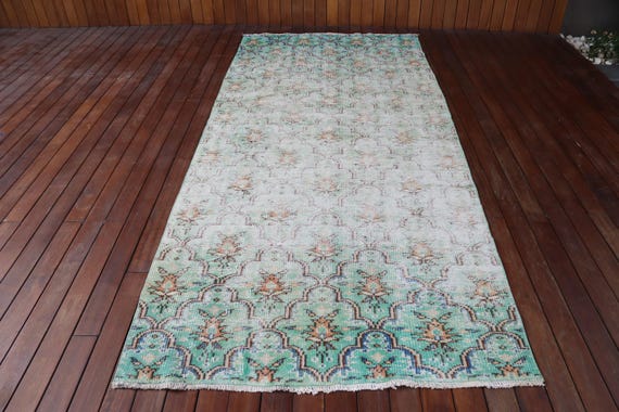 ヴィンテージ トルコ ラグ、4 x 10 フィート、128 x 306 cm、花柄