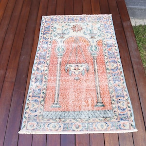 Vintage 70x150 Wollteppich, Kleiner Türkischer Teppich, Handgeknüpfter Wollteppich