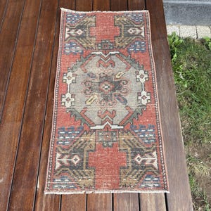 Turkish Rug, Vintage Rug, 2x3 Small Rugs, Antique Rugs, Rugs For Entry, 1.4x2.8 ft Orange Rug, Vintage Oushak Rug With Fringe, Handmade Rug