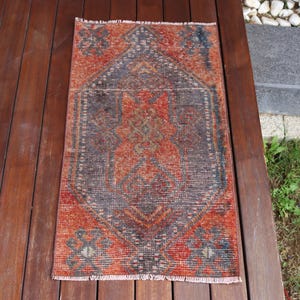 Vintage Rug, 2x3 Small Rug, Turkish Rug, Oushak Rug, Rugs For Entry, 1.6x2.8 ft Orange Rug, Luxury Vintage Wool Area Rug, Antique Rug,