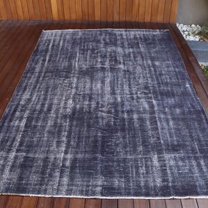 Vintage Turkish Rug, Overdyed Black Area Carpet, Handmade Oushak Style, 5x9ft, Modern Floor Decor, Large Handwoven Wool Rug
