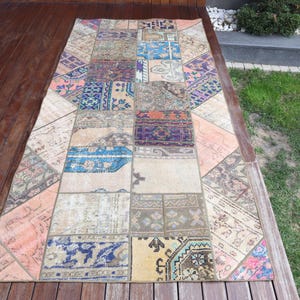 Vintage 3.9x8.7 ft Area Rug, Turkish Rug, Blue Ikat Rug
