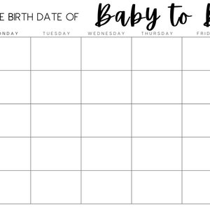 Actividad de Baby Shower: Calendario de Adivina la Fecha de Nacimiento