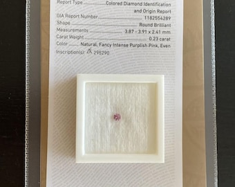 0,22 3PP diamant rose losange Argyle + certification Gia