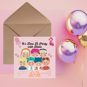 KPOP group birthday invitation - customizable digital download