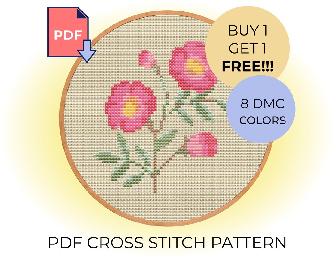 Simple Rose Easy Cross Stitch Pattern for Beginners / Beginner - Etsy
