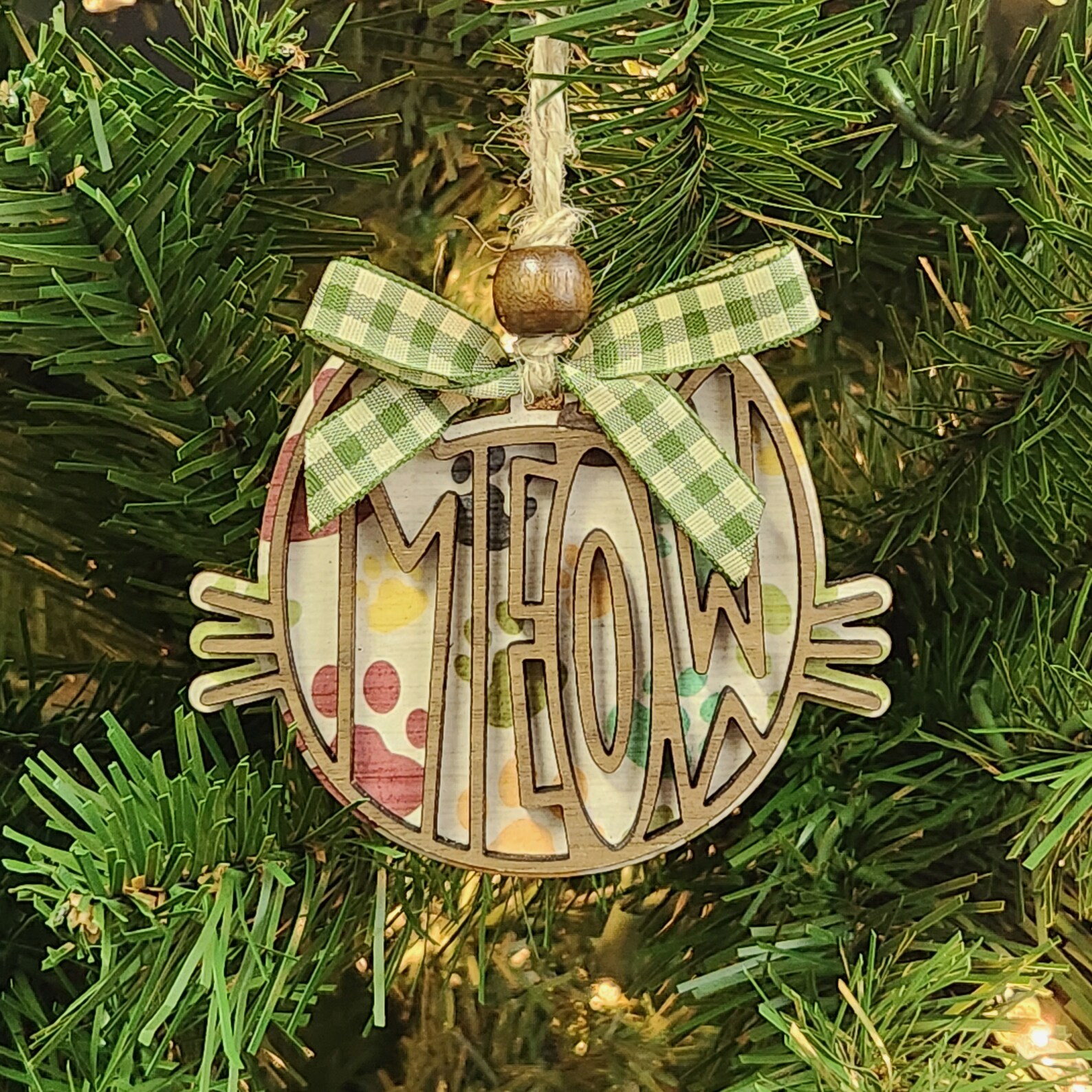 Meow Cat Christmas Ornament - Fun Retro Layered Wood - Etsy