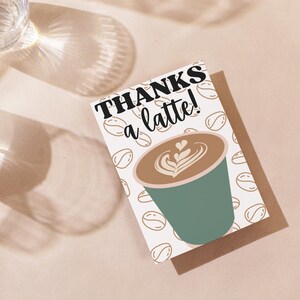 Danke A Latte! Dankeschön-Karte, Dankbarkeitskarte für Lehrer, Babysitter, Mama, Papa, Großeltern, Geschenkkartenhalter zum Ausdrucken