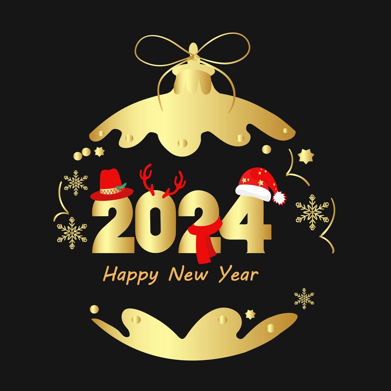 2024 gelukkig nieuwjaar, 2024 teken SVG, vakantie SVG, kerst SVG bundel