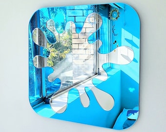The Blue Splat Mirror - Colourful Mirror Wall Art