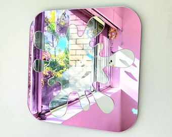 The Pink Splat Mirror - Colourful Mirror Wall Art