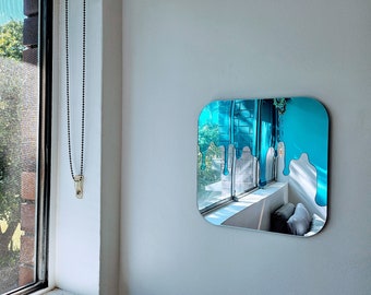 The Blue Drip Mirror - Colourful Mirror Wall Art, Unique Modern Home Decor, Retro Mirror, Abstract Mirror