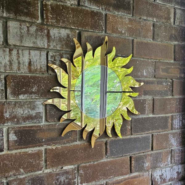 The Sun Mirror - Colourful Mirror Wall Art, Unique Modern Home Decor, Retro Mirror, Abstract Mirror, Gold Mirror