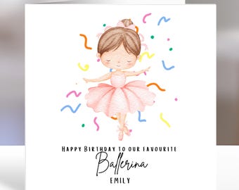 Personalised Ballerina Birthday Card, Pink Ballet For Daughter, 3rd 4th 5th