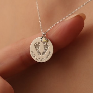 Actual Footprint Necklace,Personalized Footprint to Handprint Necklace,Mother or Baby Gift,Footprint Charm,Mothers Day Gift,Gift for Her