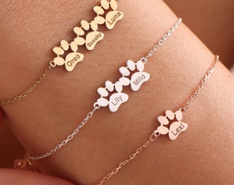 Bracciale con impronta di zampa incisa, regalo per amanti degli animali, regalo commemorativo per animali domestici, braccialetto con nome per animali domestici, gioiello ricordo per animali domestici, braccialetto con zampa, mamma di cane, mamma di gatto