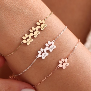Engraved Paw Print Bracelet, Gift for Pet Lovers, Pet Memorial Gift, Pet Name Bracelet, Pet Keepsake Jewelry, Paw Bracelet,Dog Mom, Cat Mom