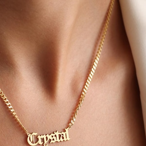 Custom Name Necklace with Curb Chain  - Dainty Personalized Name Necklace - Personalized Jewelry Gift - Name Plate Necklace