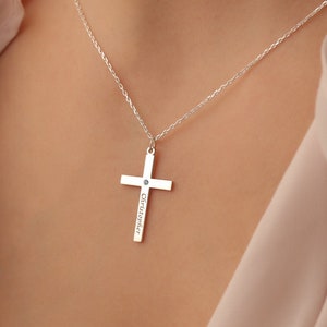 Silver Cross Necklace, Tiny Cross, Sterling silver, Gold cross, Rose gold cross, Dainty cross, gift for her, necklaces for women, girl cross