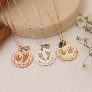 Actual Footprint Necklace,Personalized Footprint to Handprint Necklace,Mother or Baby Gift,Footprint Charm,Mothers Day Gift