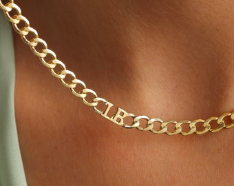 Cuban Chain Mens Name Necklace , Custom Name Necklace , Mens Initial Necklace , Cuban Chain Necklace , Custom Necklace , Men Name Necklace