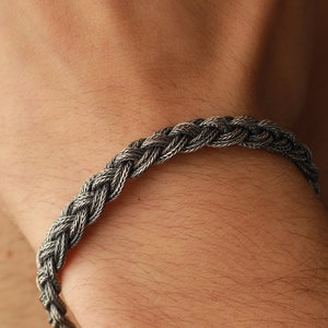 Handmade 999 Silver Viking Bracelet: Braided Norse Cuff, Celtic Knot Bangle