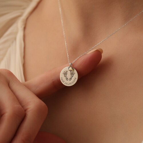 Collier empreinte réelle, collier personnalisé empreinte empreinte de main, cadeau mère ou bébé, breloque empreinte de pas, cadeau fête des mères, cadeau pour elle