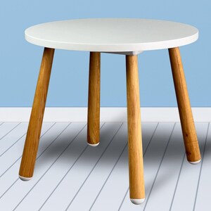 White Round Table, Wooden Table for Kids, Best Gift for Toddler, Wonderful Table for Playroom, Table for Children, Original Birthday Gift