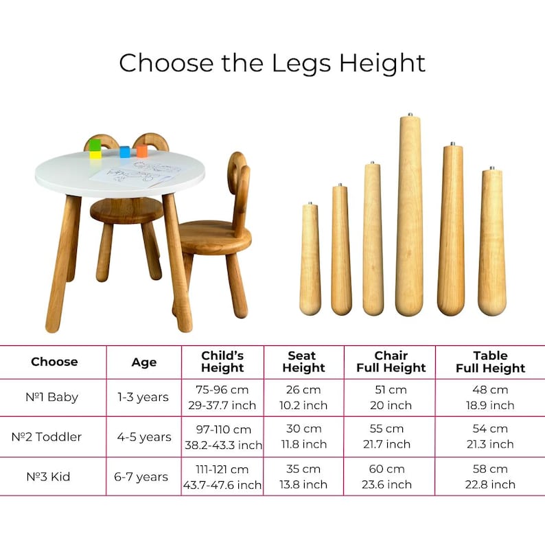 Wooden Round Table and Chairs Set, Giraffe Wooden Chair, Best Gift for ...