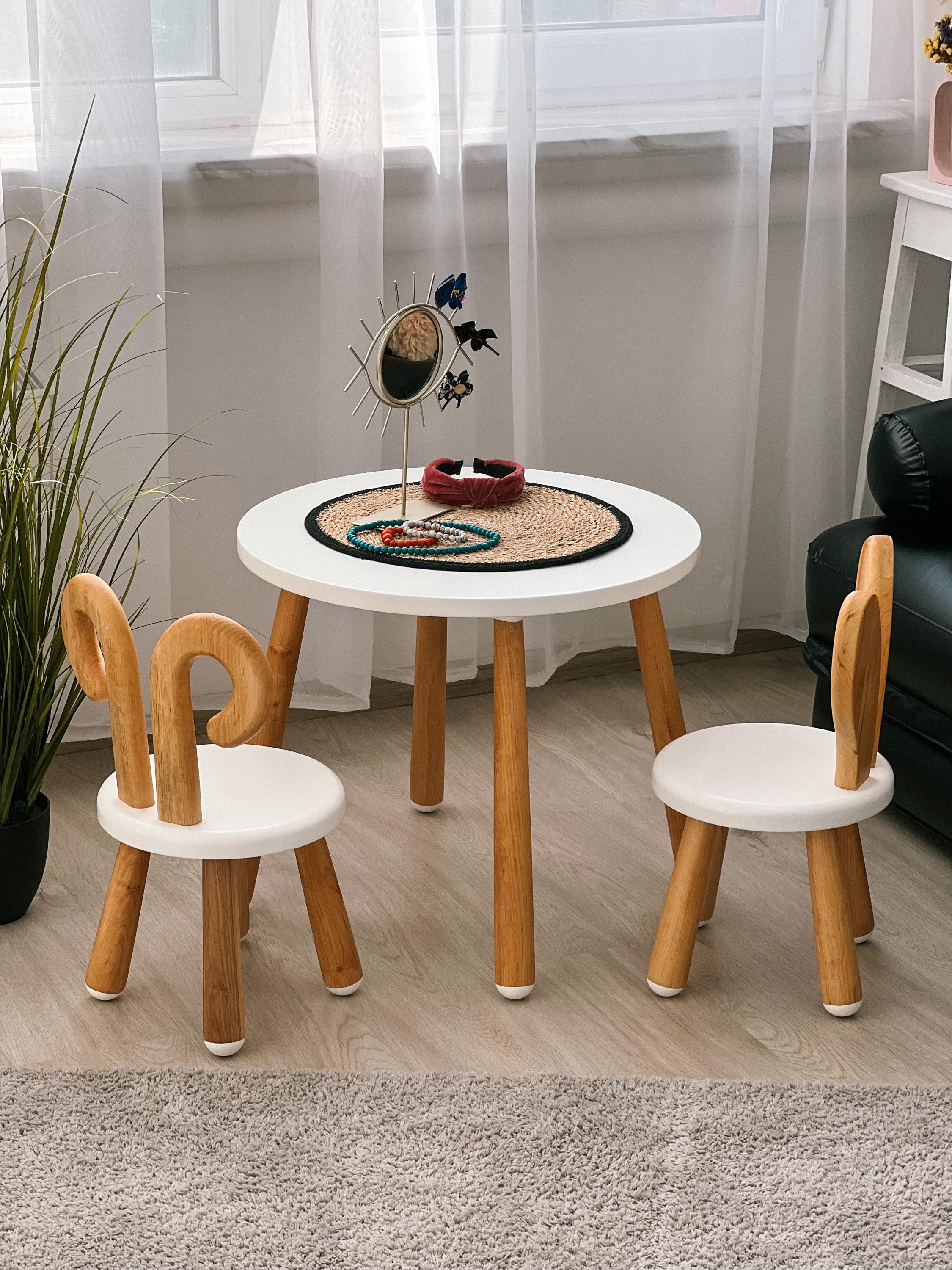 New Wooden Table and Chairs Set, Best Gift for Toddler, Round Kids ...
