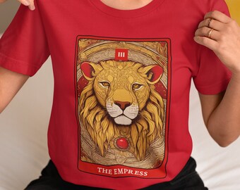 The Empress Tarot Card T Shirt, Lioness Art, Lioness Drawing, Aesthetic Graphic Vintage Tee, Cool, Gothic, Mystical, Spiritual Animal