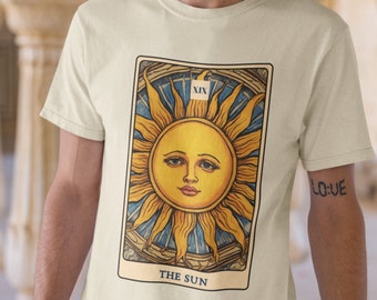 The Sun Tarot Card T Shirt, Sun Art, Sun Drawing, Aesthetic Graphic Vintage Tee, Cool, Gothic, Mystical, Spiritual T Shirt