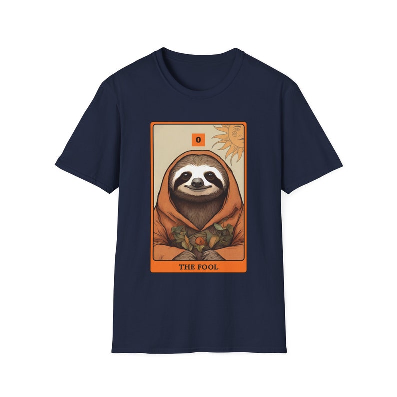 The Fool Tarot Card T Shirt, Sloth Art, Sloth Drawing, Aesthetic Graphic Vintage Tee, Cool, Gothic, Mystical, Sloth Spiritual Animal image 4
