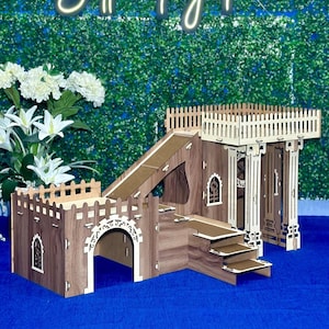 Kitty Villa with Four Living Spaces | Multifunctional Doublex Oak Maple Kitten Castle | Cat House | Furry Animal House