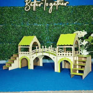 Guinea Pig Castle with a Bridge and Twin WatchTowers | Maple Green Furry Animals Palace | Guinea Pig House