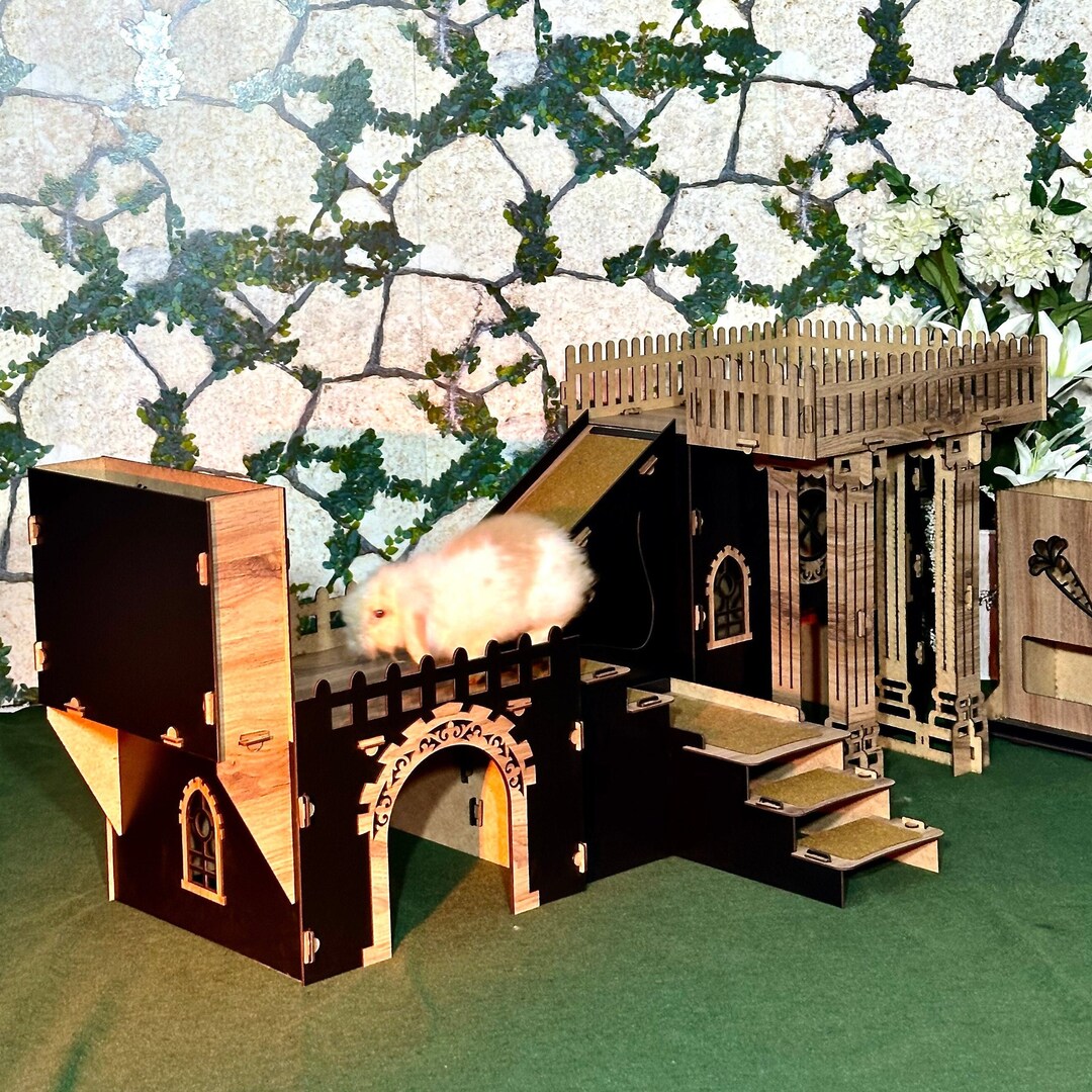 Bunny Villa With a Feeder: Two-room and Two-terrace Rabbit House ...