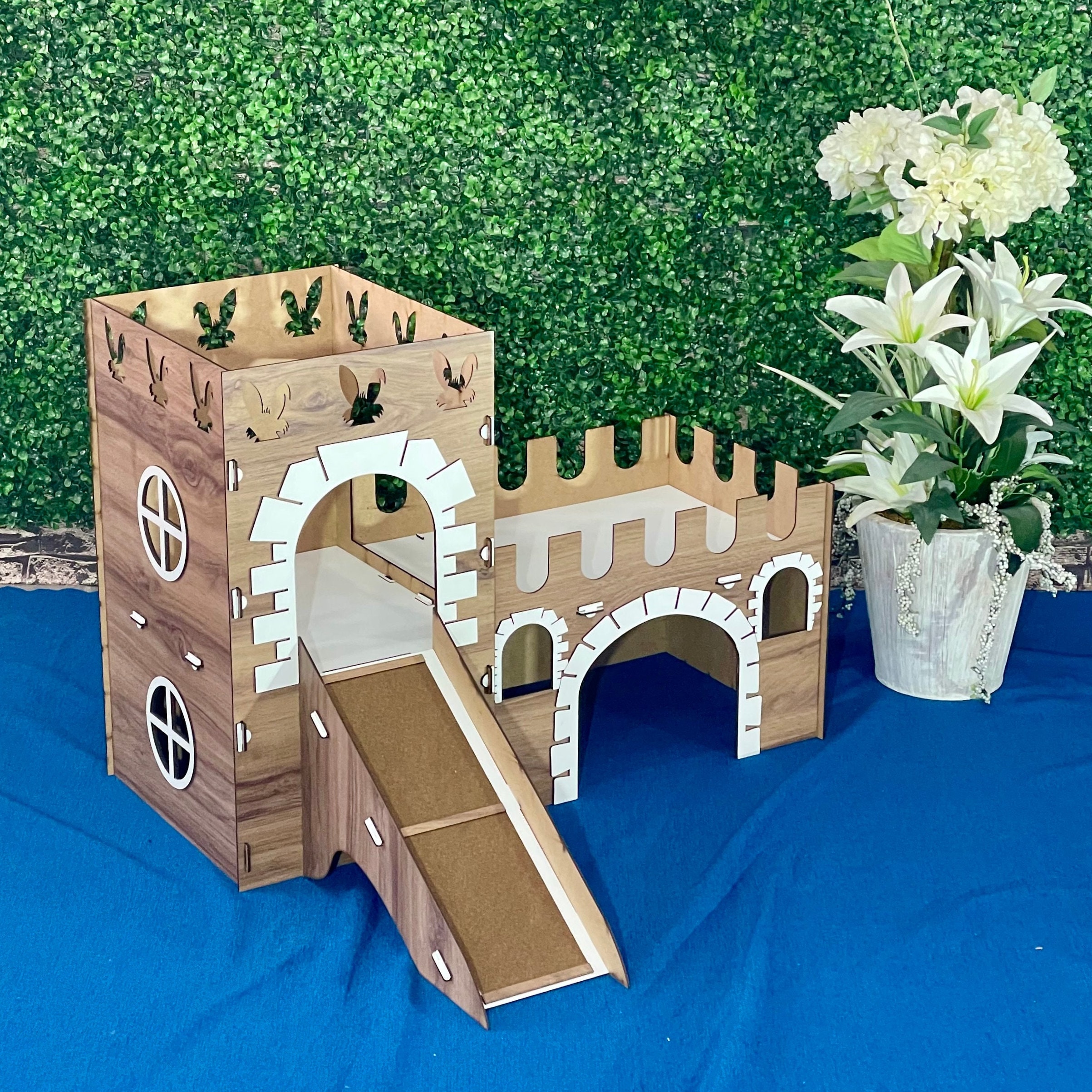 Stacked Rabbit Tower Two Story Bunny Castle – Rabbit House With Tower & Terrace, Wooden ...