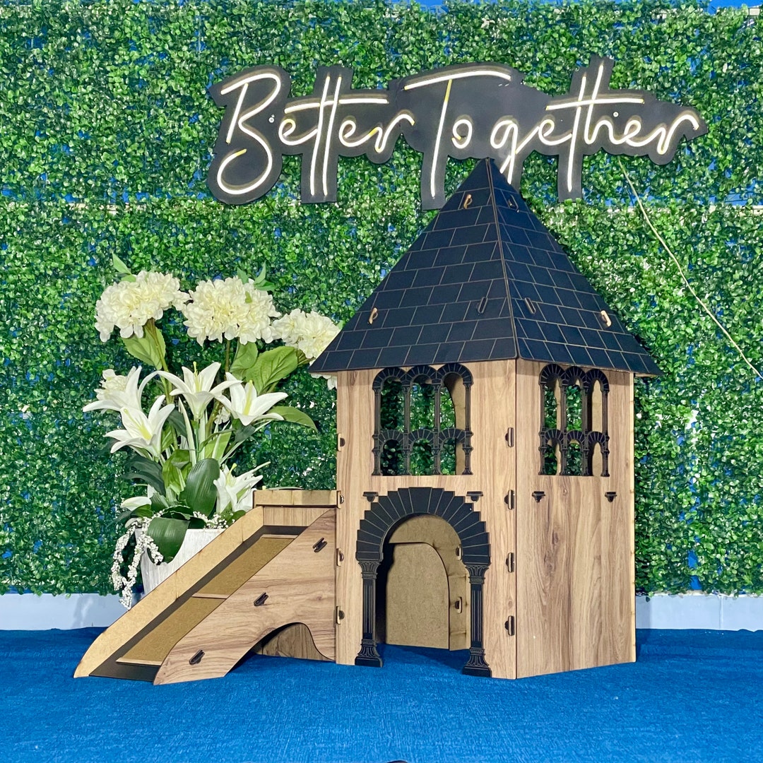 Spacious Rabbit Castle With a Tower,perfect Home for Your Bunnies, Oak ...