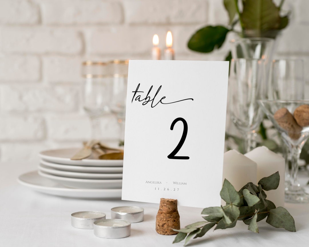 Wedding Table Numbers Printable, Table Numbers Template, Calligraphy ...