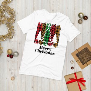 Christmas Shirt, Buffalo Plaid, Leopard Print - Unisex t-shirt